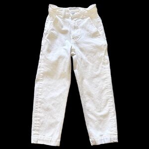 Everlane White Denim Cropped Straight Baggie Baggy High Waist Pants Size 0